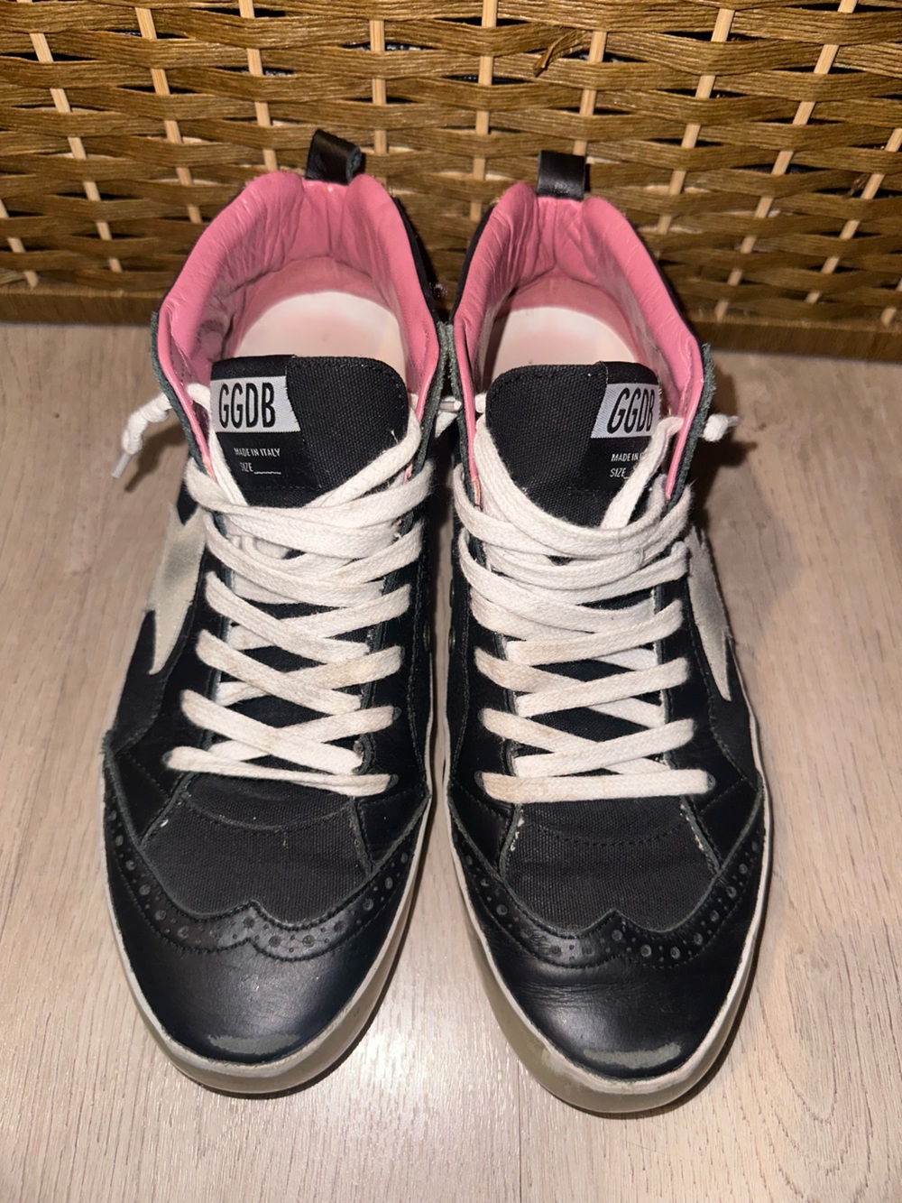 Golden Goose Black and Pink Low-Top Sneakers
